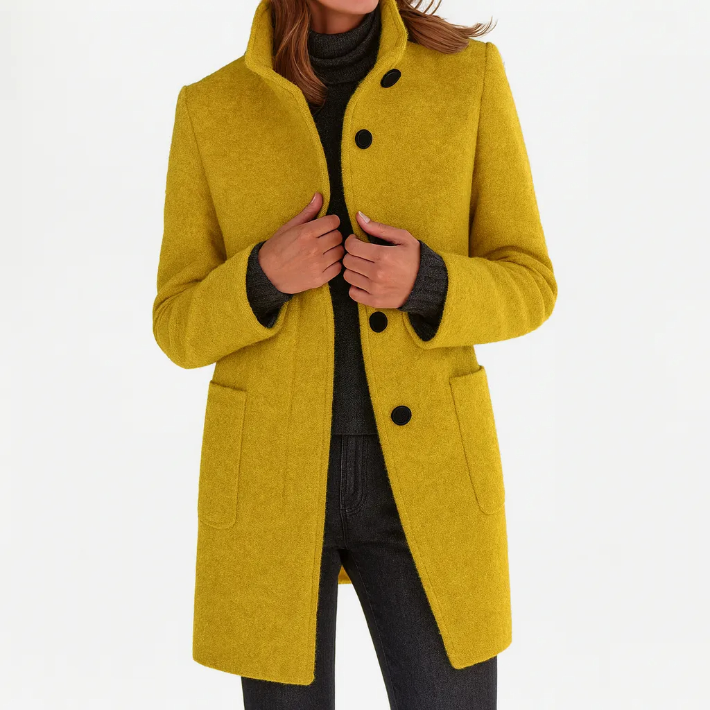 Women’s Elegant Vintage Stand Collar Wool Winter Coat