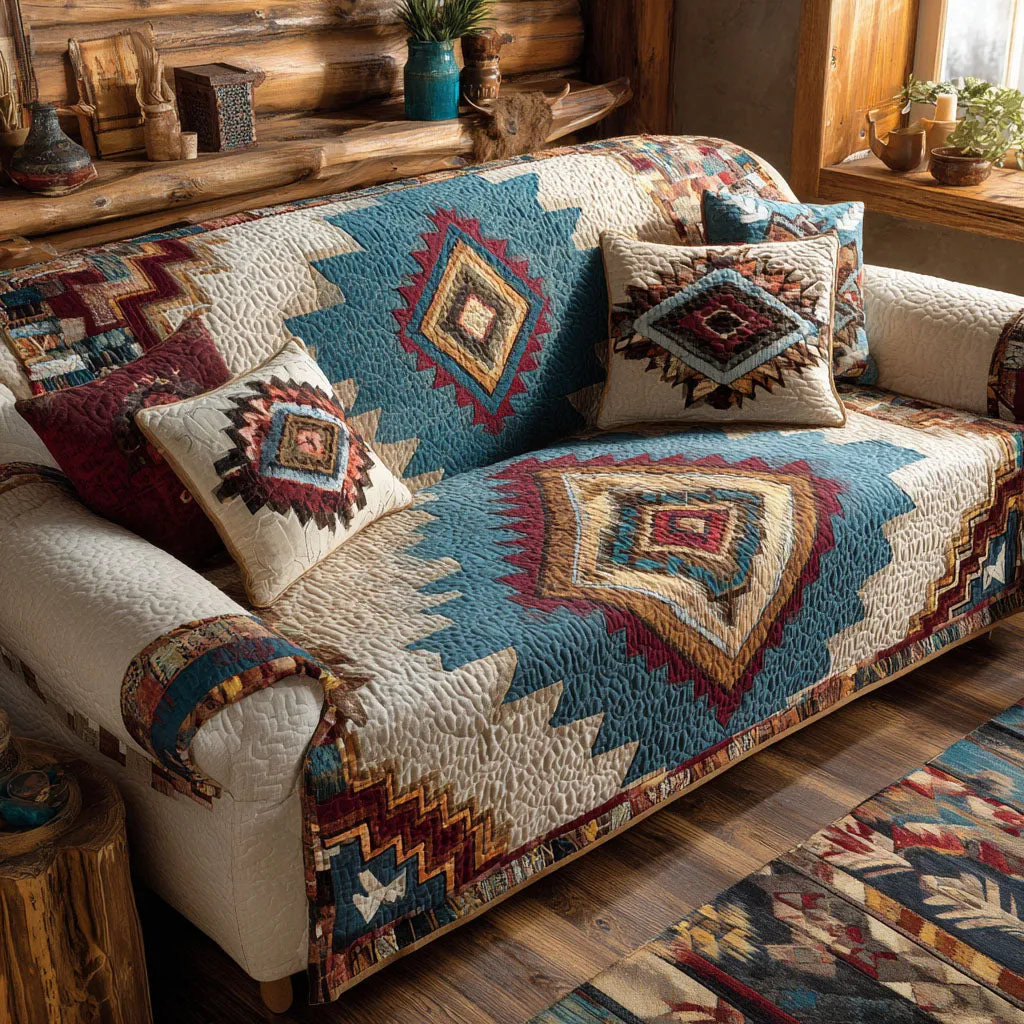 Exquisite quilted sofa cover