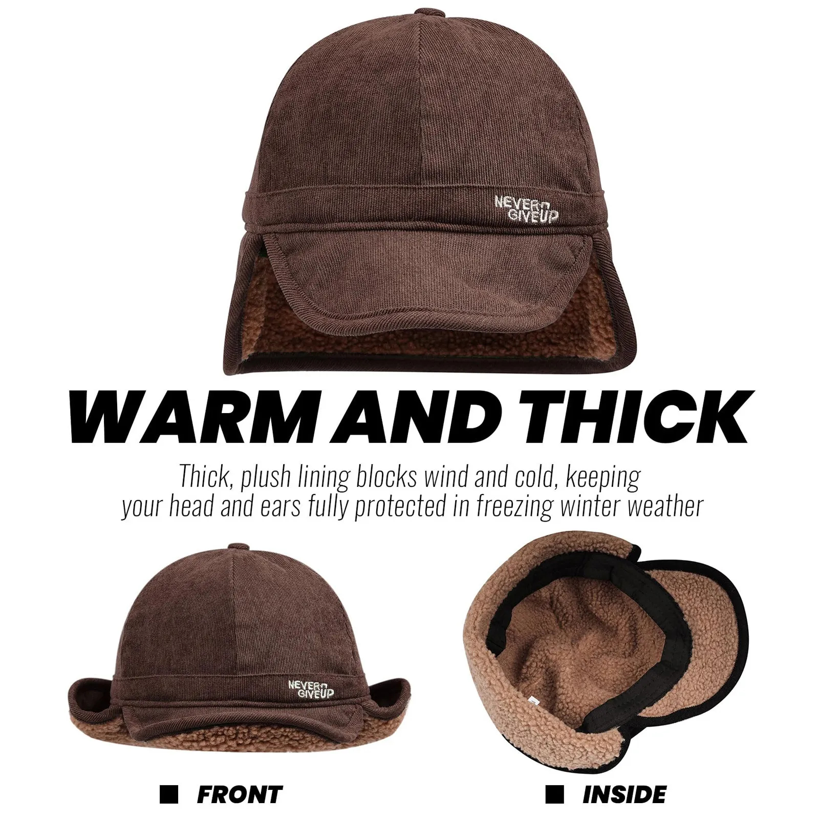 Winter Warm Trapper Baseball Cap with Earflaps