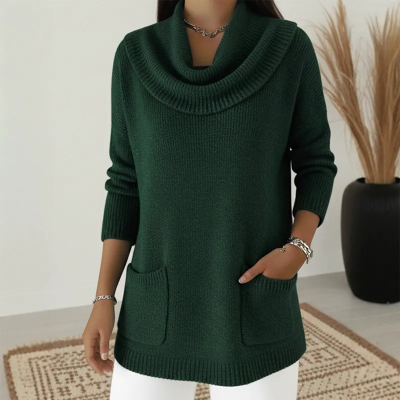Women’s Elegant Wool Sweater with Ruffle Collar