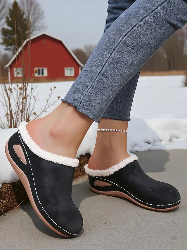 Women's Fur-Lined Winter Mules