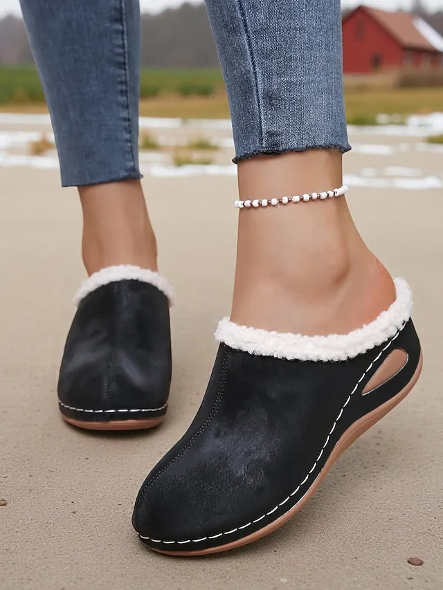 Women's Fur-Lined Winter Mules