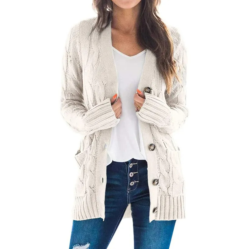 Wool Lovers’ Favorite – Women’s Wool Blend Button-Down Cardigan with Pockets