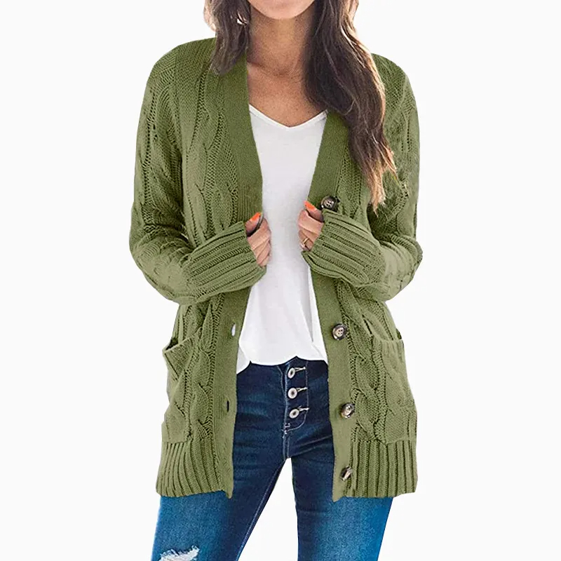 Wool Lovers’ Favorite – Women’s Wool Blend Button-Down Cardigan with Pockets