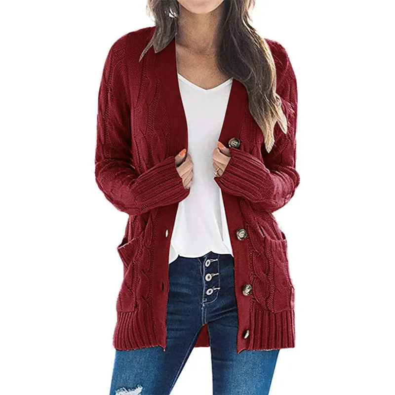 Wool Lovers’ Favorite – Women’s Wool Blend Button-Down Cardigan with Pockets