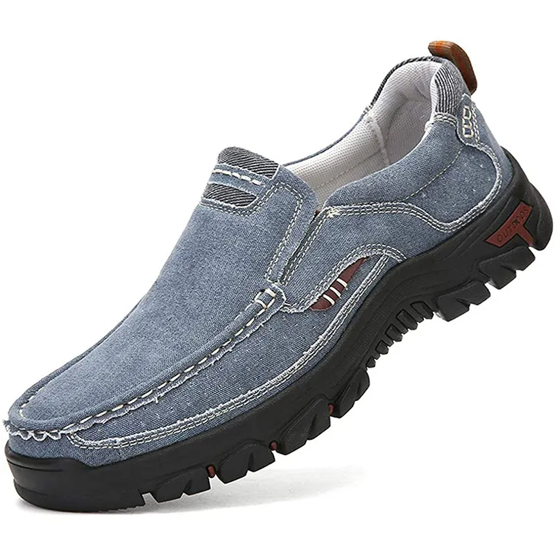 Mens Round Toe Canvas Slip-On Loafers antiskid Walking Casual Shoes