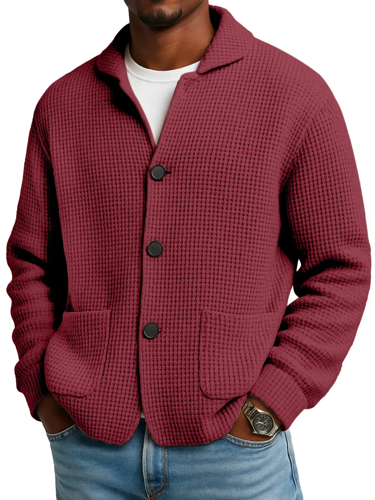 Autumn And Winter Solid Color Stand Collar Knitted Sweater Jacket