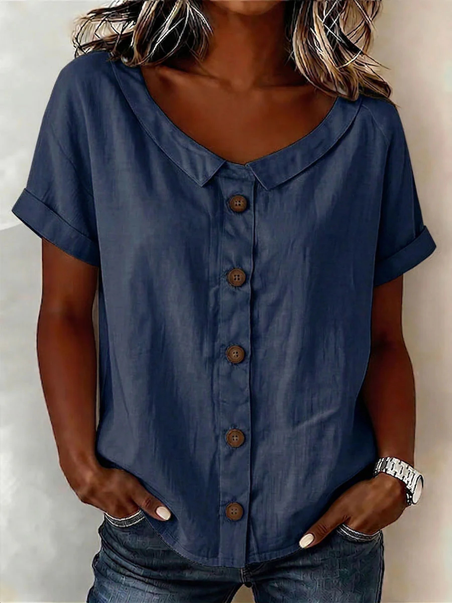 New Arrivals🔥 Women's Round-neck Short-sleeve Casual Loose Cotton-linen Tops