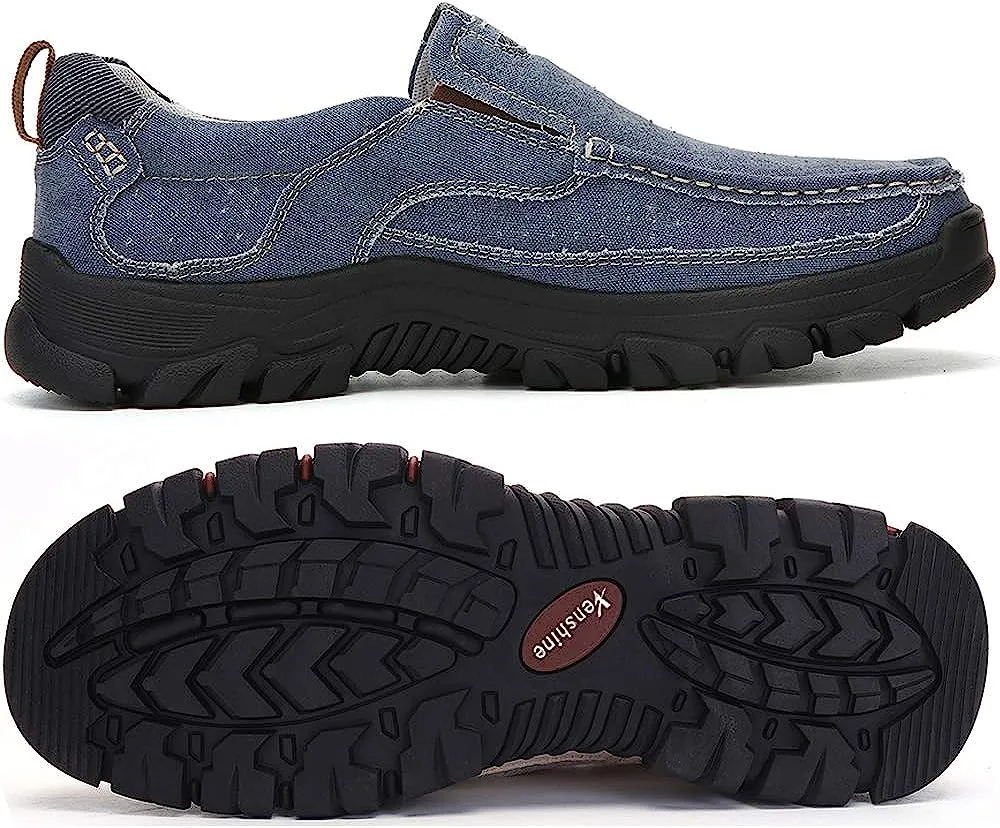 Mens Round Toe Canvas Slip-On Loafers antiskid Walking Casual Shoes