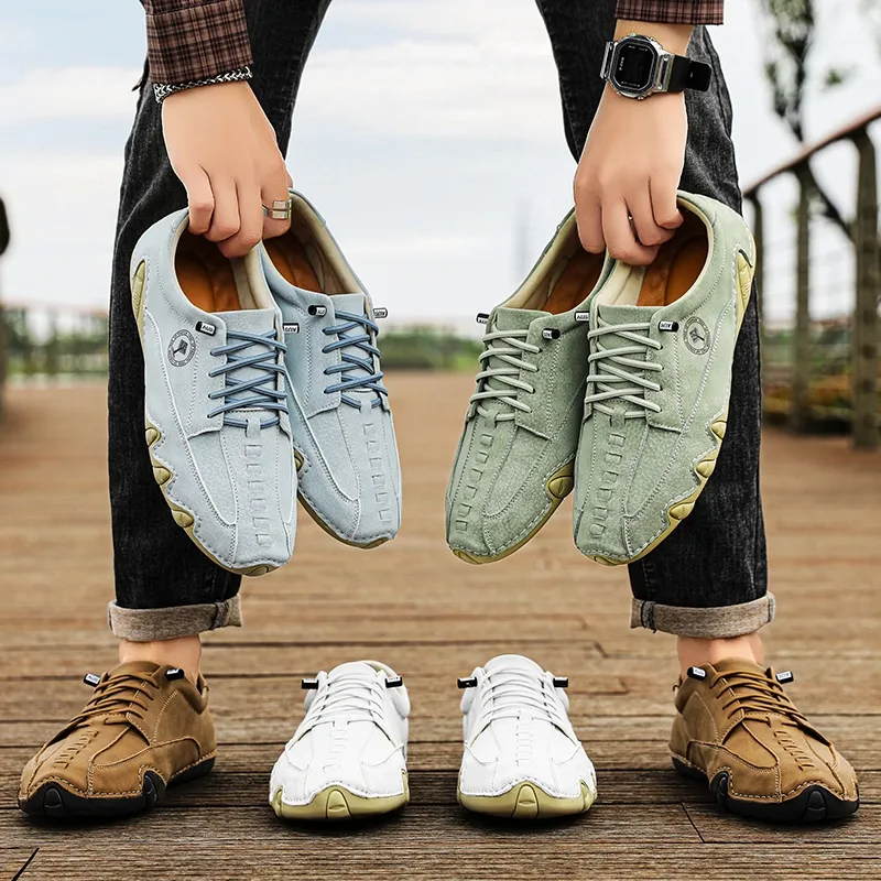 Men’s Handmade Premium Cowhide Leather Lace-Up Dress Shoes with Arch Support, Breathable for Summer Walking & Driving