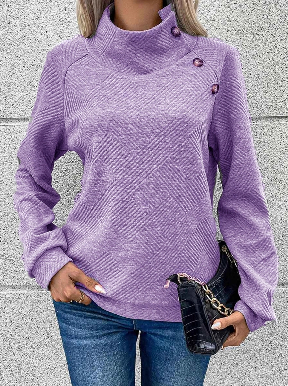 🔥Women's High Neck Special Button Designer Sweatshirt