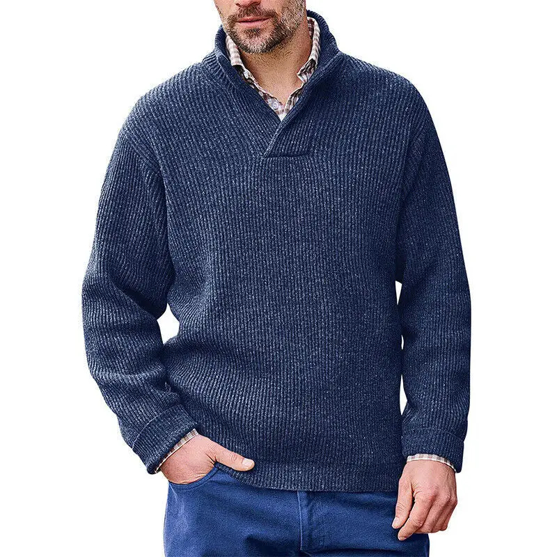 Men's knit jumper V-neck solid color sweater men's sweater
