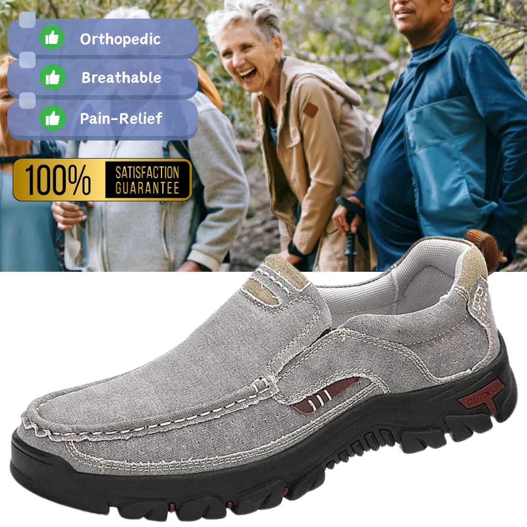 Mens Round Toe Canvas Slip-On Loafers antiskid Walking Casual Shoes