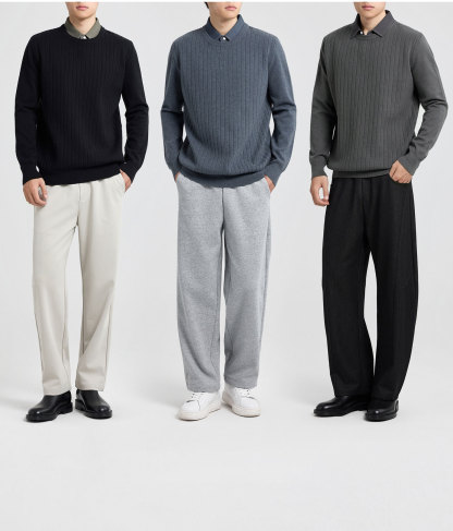 Ribbed texture men's sweater