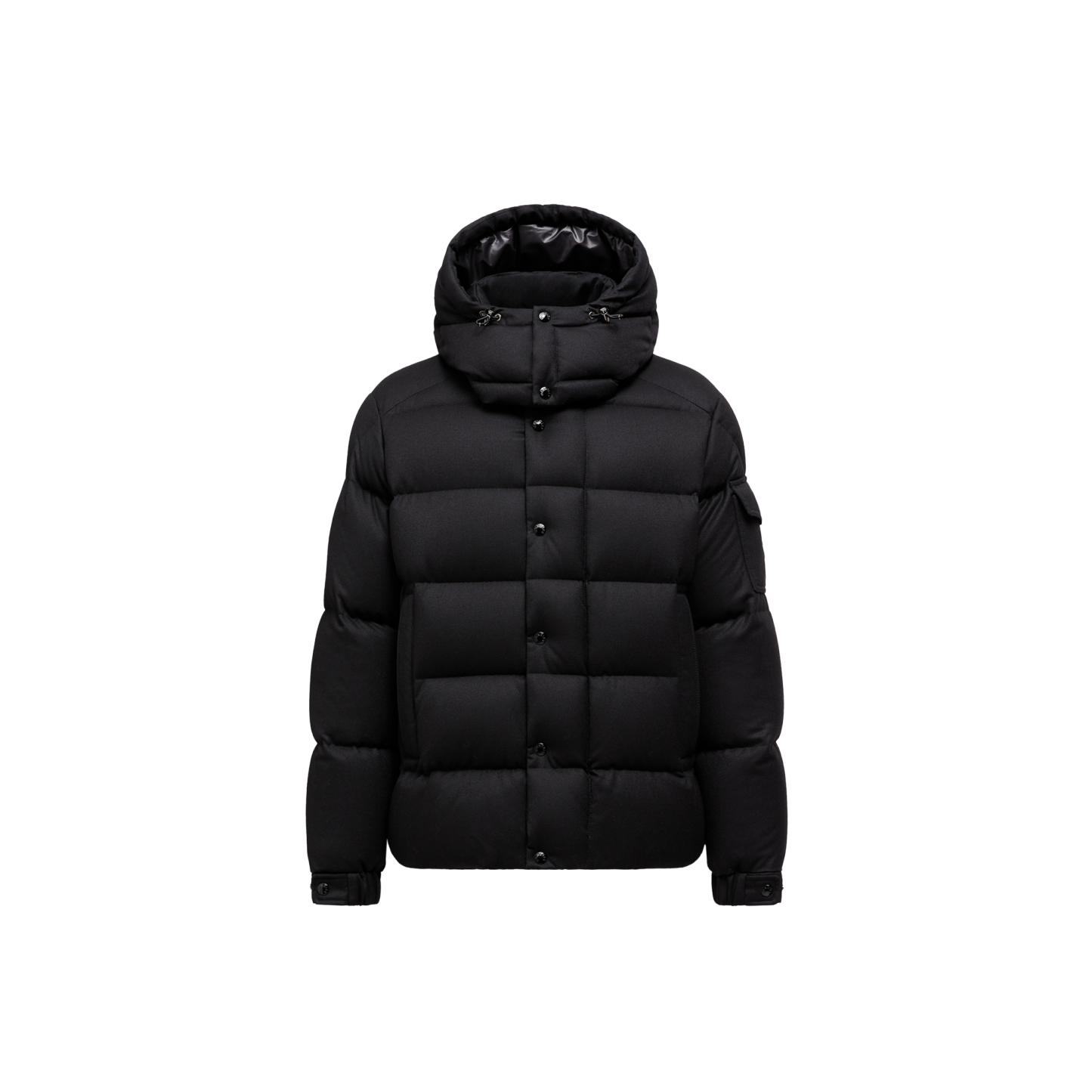 monthtcler Maya 70 Hooded Wool Flannel Short Down Jacket