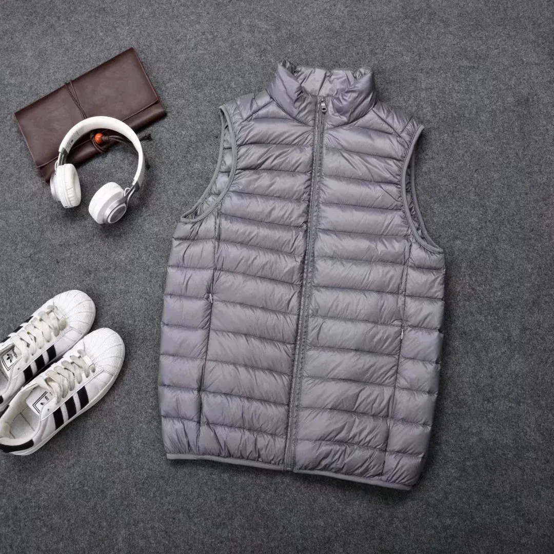 New autumn/winter lightweight down vest with stand-up collar for men