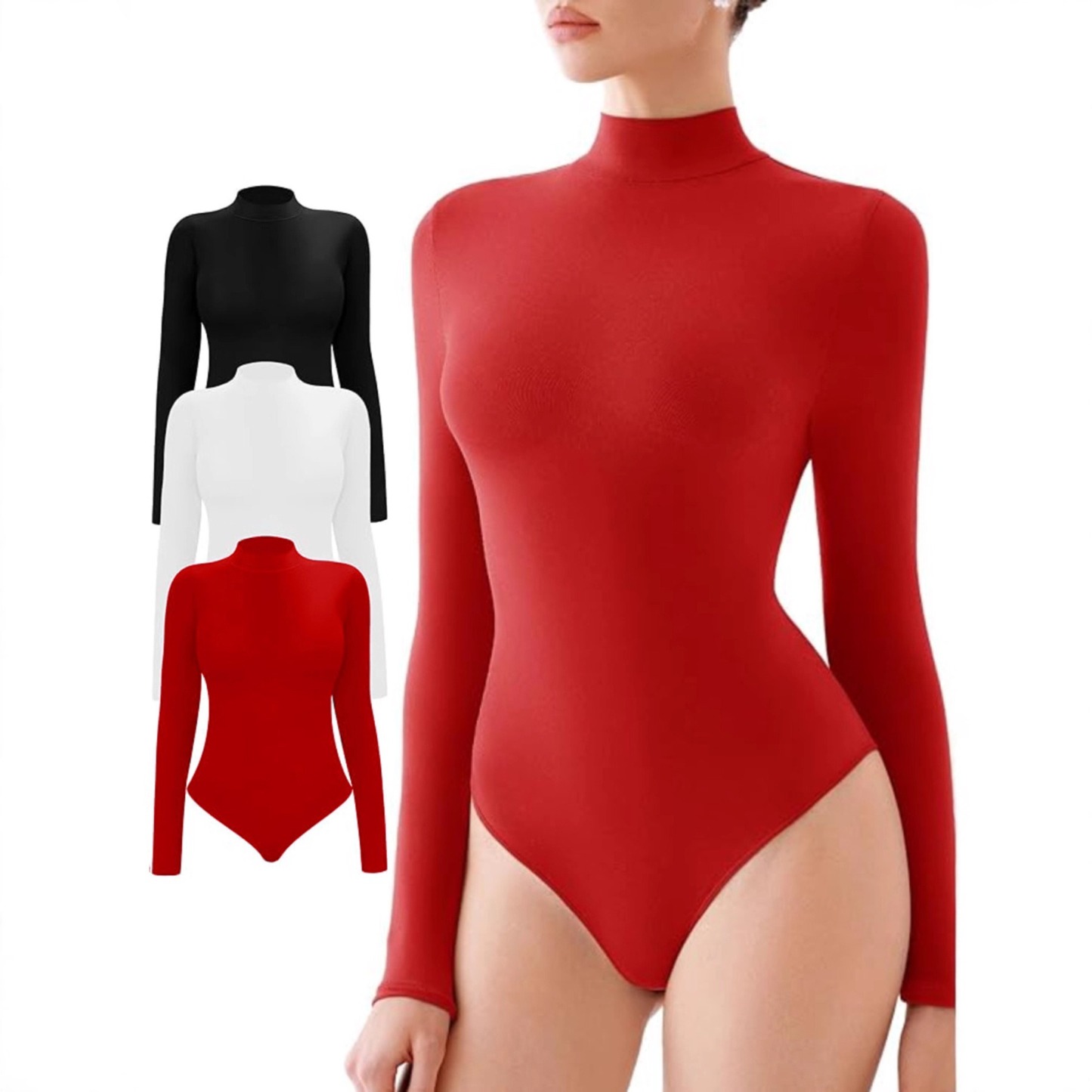 High-necked bodysuit, tummy control shapewear