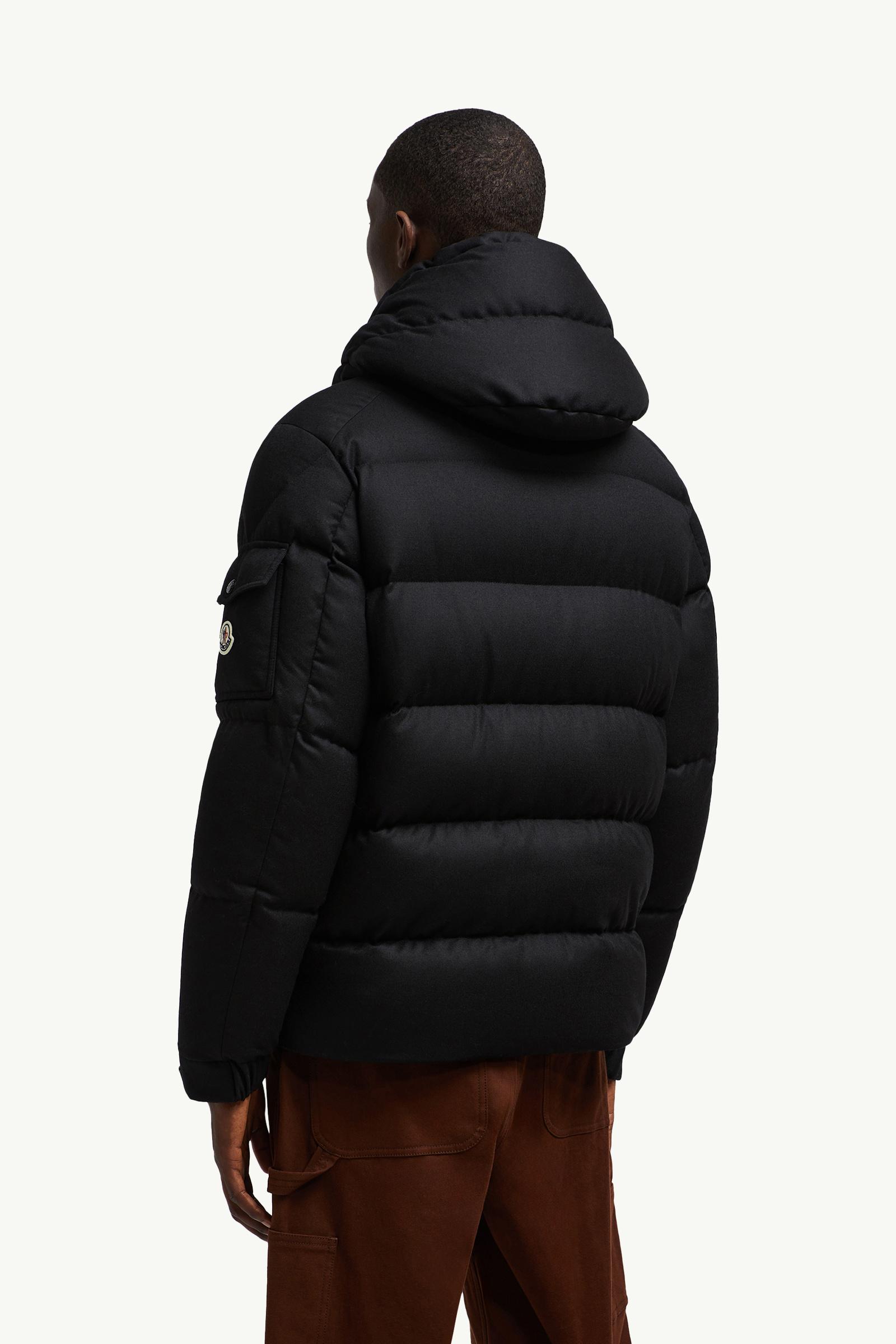 monthtcler Maya 70 Hooded Wool Flannel Short Down Jacket