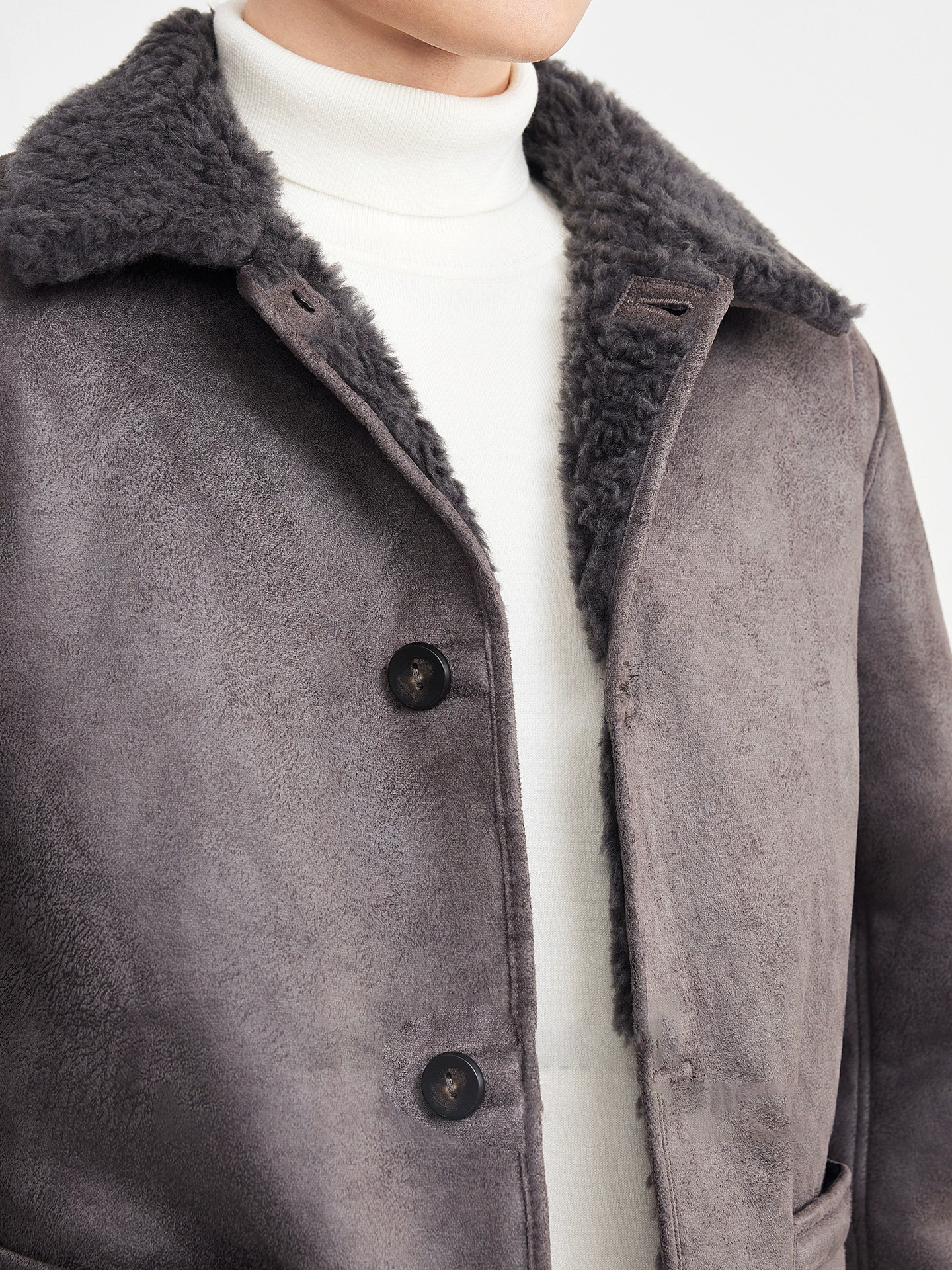 Retro-style men's jacket with suede-like texture.