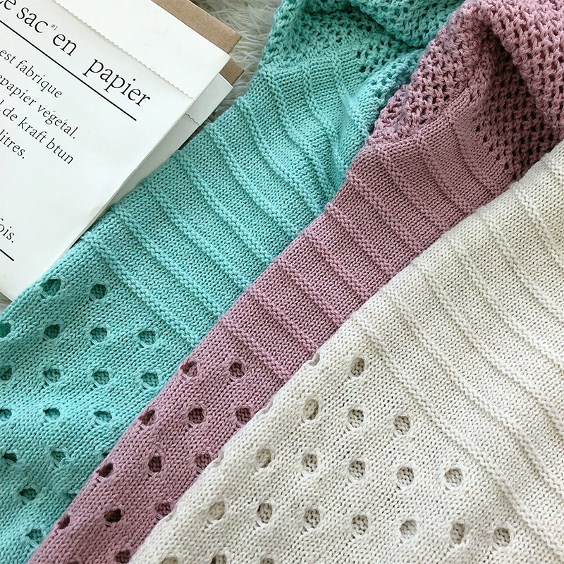 Openwork Round Neck High Low Knit Top Sweater