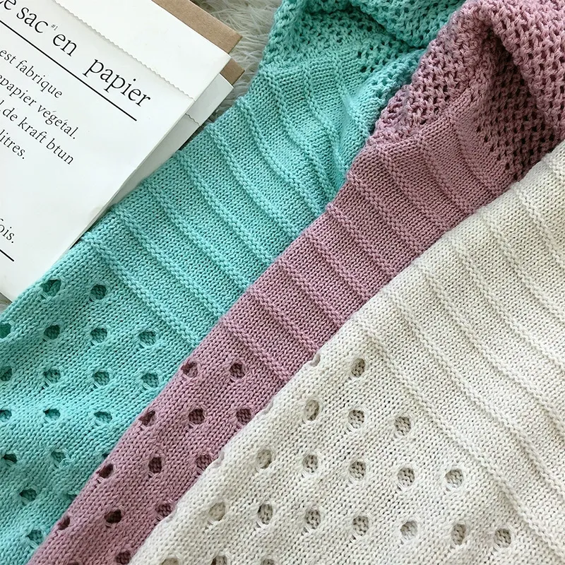 Openwork Round Neck High Low Knit Top Sweater