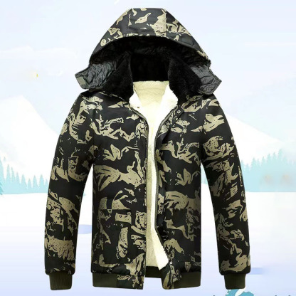 Stylish and warm cotton down jacket with fleece lining and thick outer layer