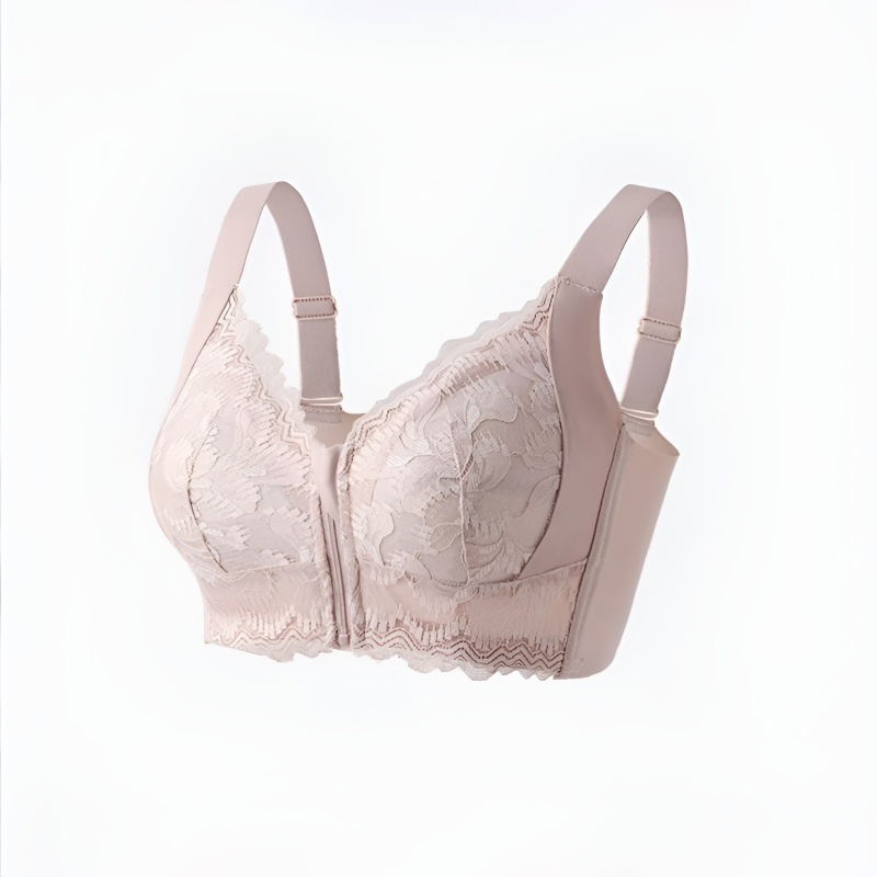 [Makes large breasts appear smaller & small breasts appear larger] Front zipper shaping bra