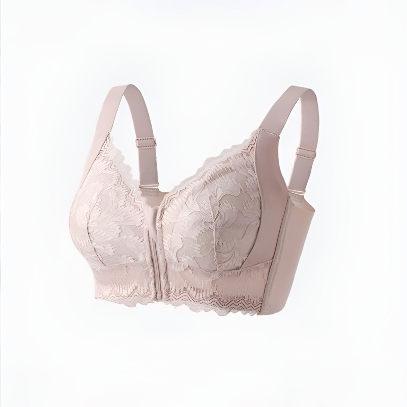 [Makes large breasts appear smaller & small breasts appear larger] Front zipper shaping bra