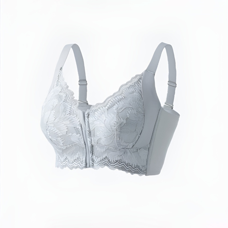 [Makes large breasts appear smaller & small breasts appear larger] Front zipper shaping bra