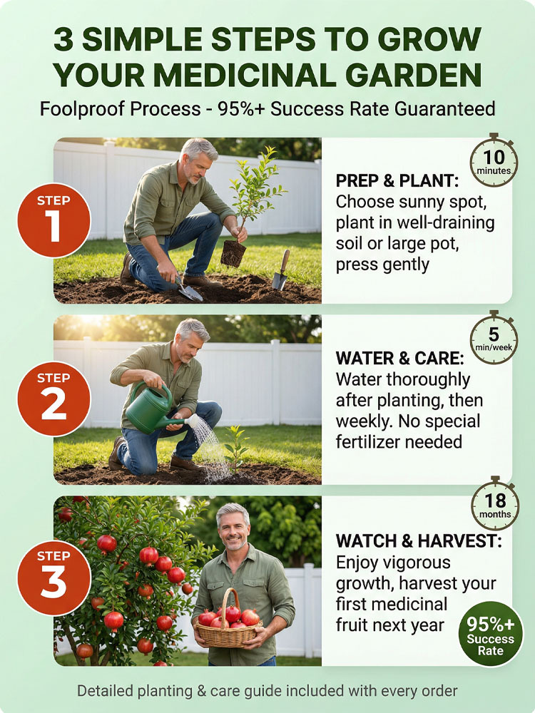 Non-GMO soft-seed pomegranate sapling