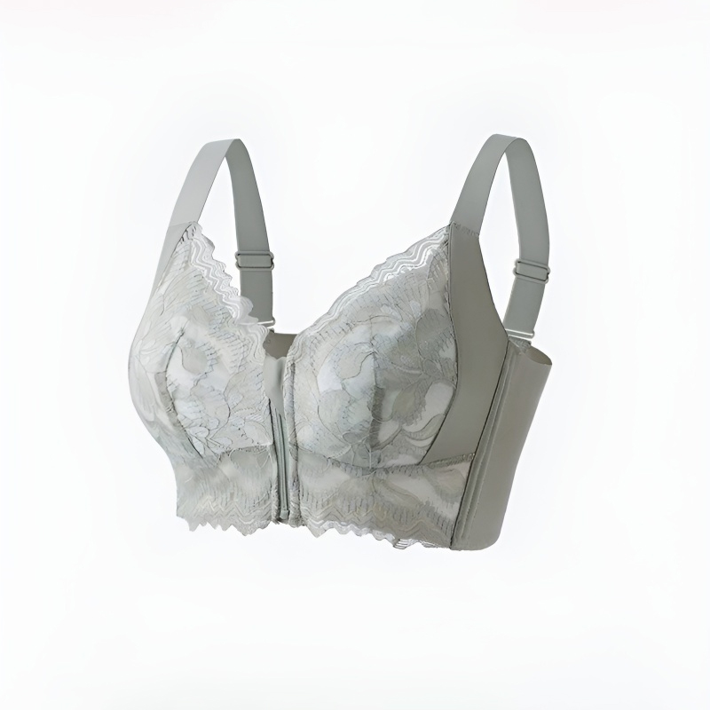 [Makes large breasts appear smaller & small breasts appear larger] Front zipper shaping bra