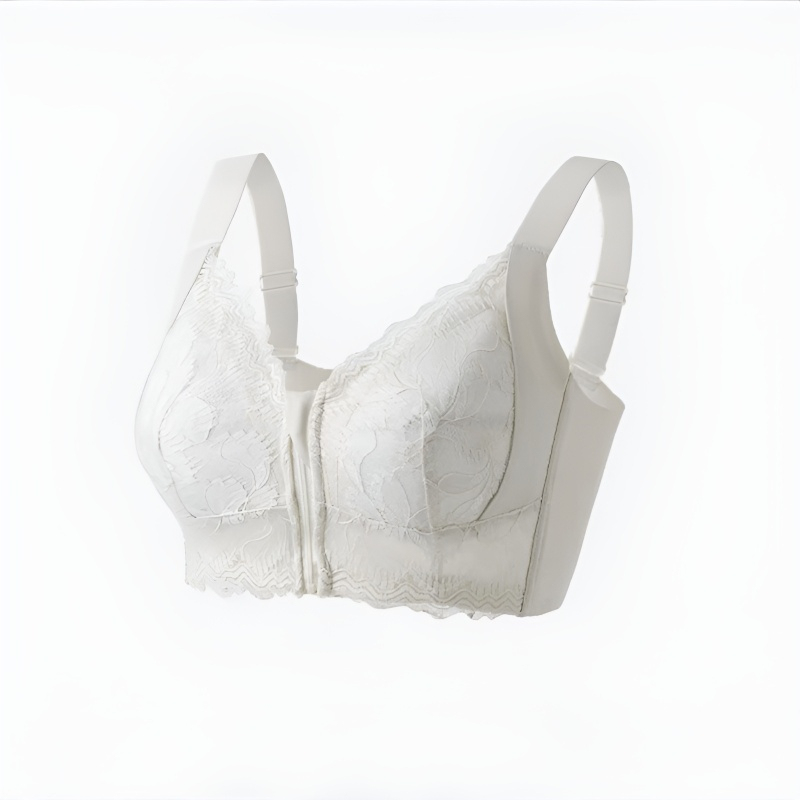 [Makes large breasts appear smaller & small breasts appear larger] Front zipper shaping bra