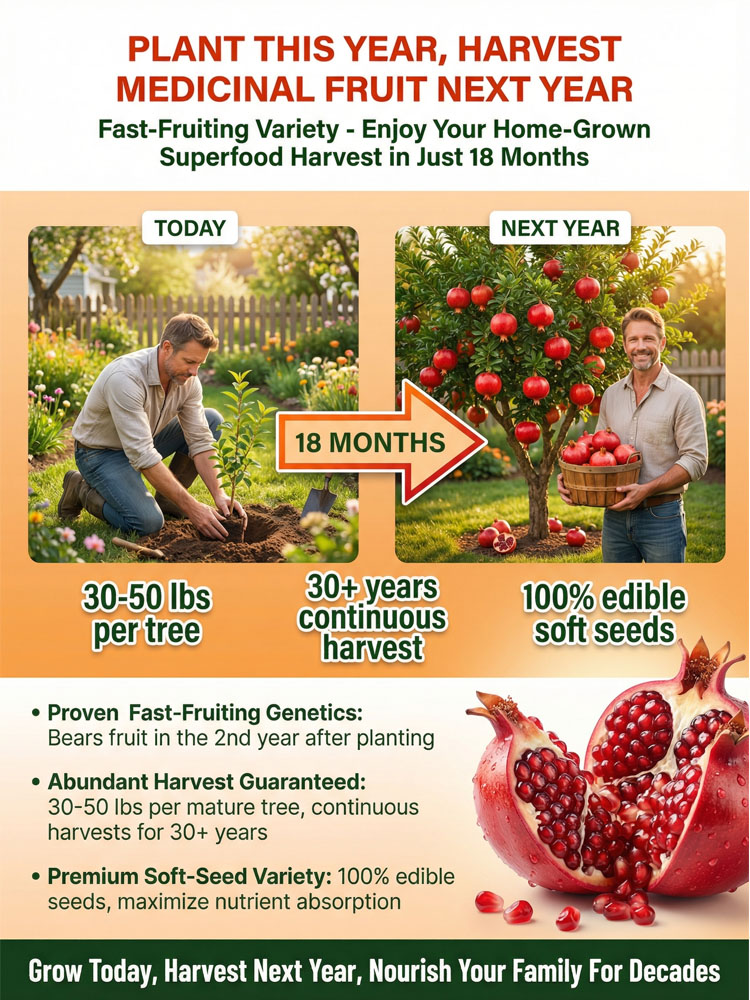 Non-GMO soft-seed pomegranate sapling