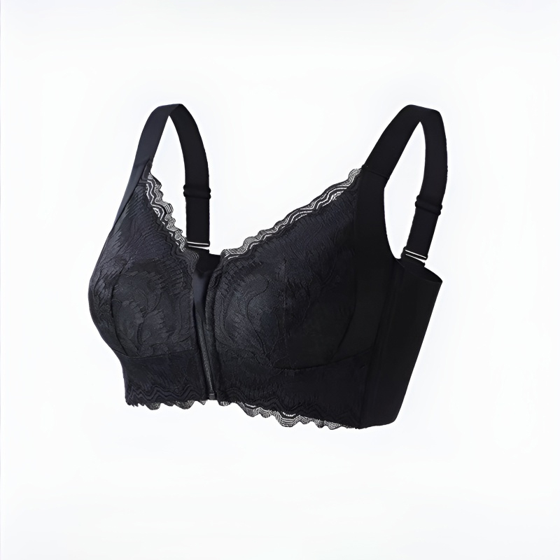 [Makes large breasts appear smaller & small breasts appear larger] Front zipper shaping bra