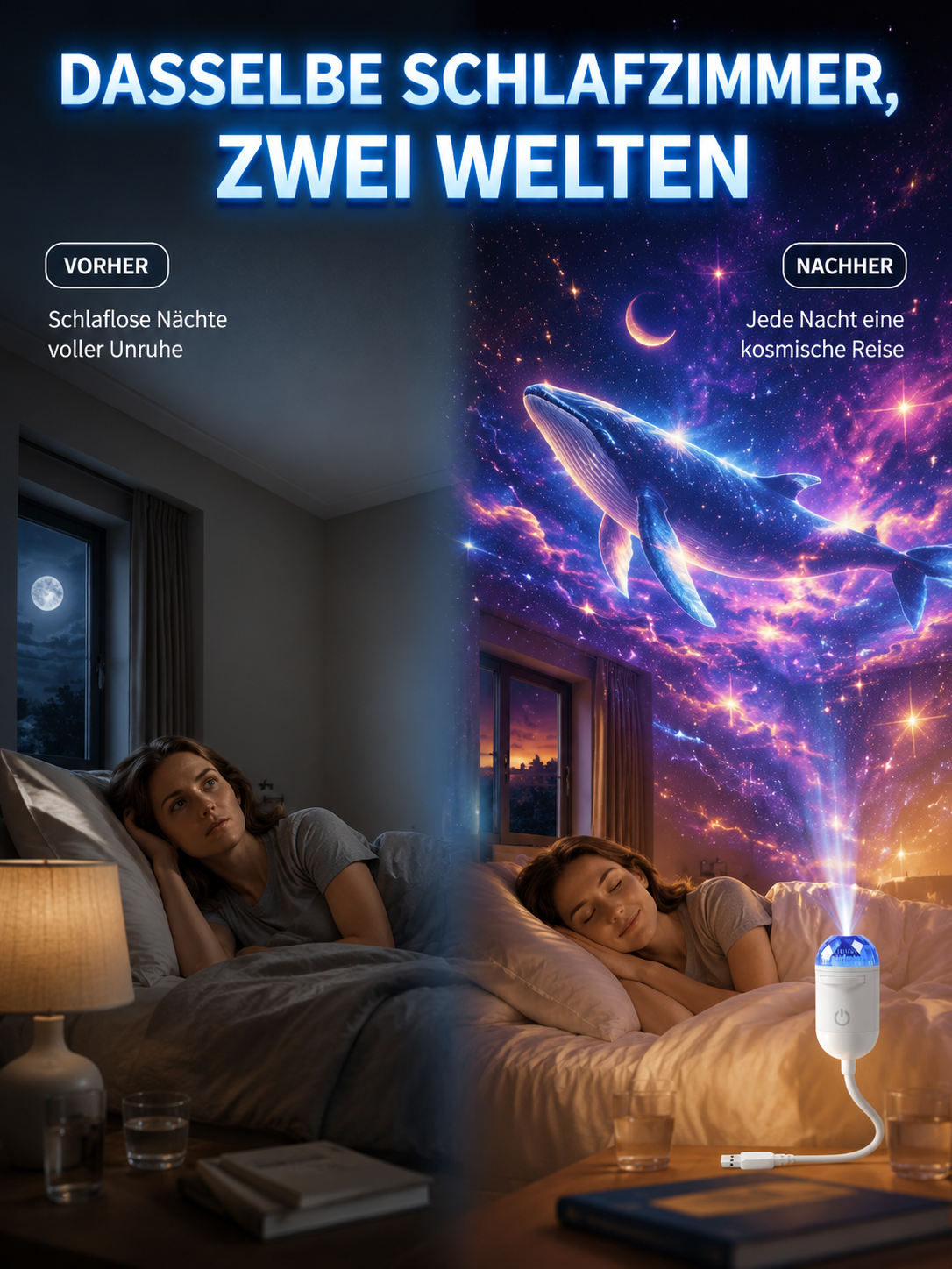 Ozean- & Galaxie-Projektor: Ihr privates Aquarium & Planetarium für Zimmer  – in nur 1 Sekunde!