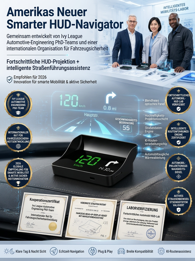 🚗 【Intelligenter Auto-HUD-Co-Pilot】 Funktioniert mit Limousinen, SUVs, Pickups, Wohnmobilen und mehr!