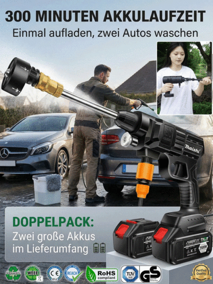【Hochdruck-Selbstansaugende 3-in-1】Tragbare Autowaschanlage
