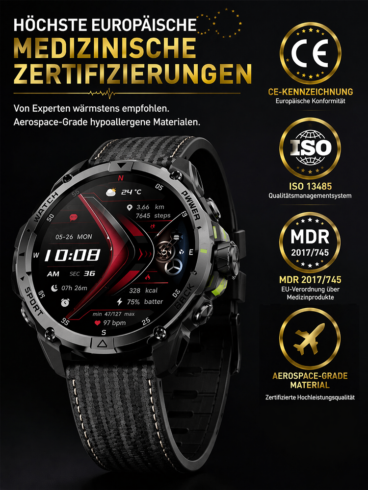 Von Ärzten empfohlen】Die neueste Generation der Smart-Health-Watch！Messungen lebenslang kostenlos!