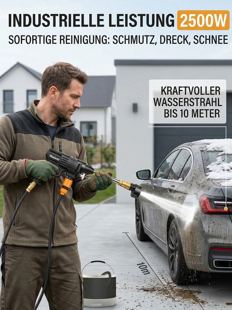 【Hochdruck-Selbstansaugende 3-in-1】Tragbare Autowaschanlage