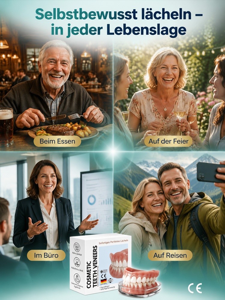 😁 【Vom Zahnarzt empfohlen】 Premium-Zahnprothese – Rundum-Sorglos-Paket, kein Zahnarzttermin nötig!