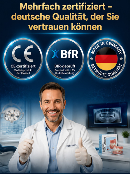 😁 【Vom Zahnarzt empfohlen】 Premium-Zahnprothese – Rundum-Sorglos-Paket, kein Zahnarzttermin nötig!