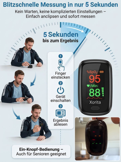 [99 % Genauigkeit] Fingerclip-Pulsoximeter