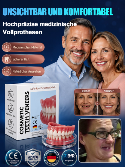 😁 【Vom Zahnarzt empfohlen】 Premium-Zahnprothese – Rundum-Sorglos-Paket, kein Zahnarzttermin nötig!