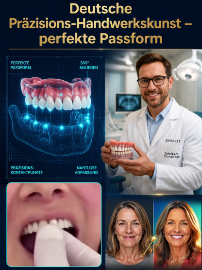 😁 【Vom Zahnarzt empfohlen】 Premium-Zahnprothese – Rundum-Sorglos-Paket, kein Zahnarzttermin nötig!