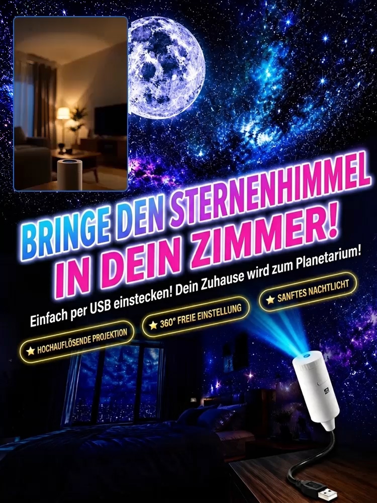 Ozean- & Galaxie-Projektor: Ihr privates Aquarium & Planetarium für Zimmer und Auto – in nur 1 Sekunde!