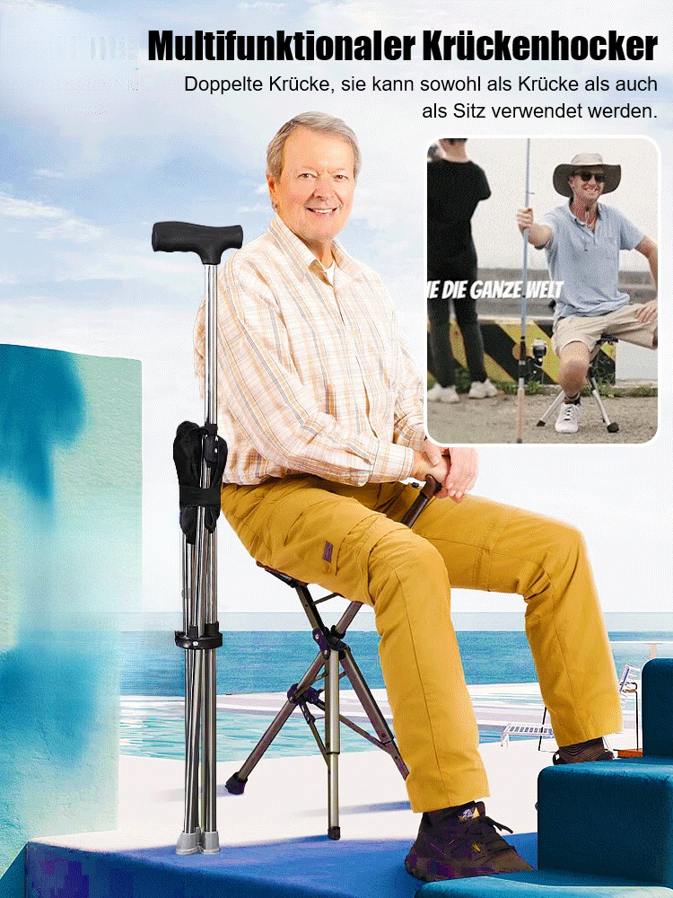 🪑 Outdoor-Klapp-Gehstock mit Sitzfunktion Empfohlen von europäischen Experten für Mobilität & Rehabilitation! 🏆 #1 Bestseller – Amazon Kategorie „Medizinische Hilfsmittel & Pflege