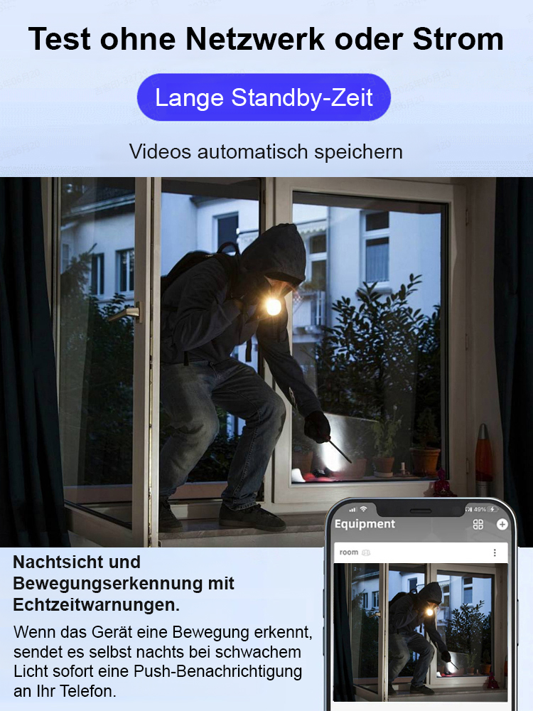 【Upgrade-Version: Ultra-unsichtbar】Drahtlose Kamera. Sie können jederzeit aus der Ferne live sehen und aufnehmen. Dank der gestochen scharfen Infrarot-Nachtsichtfunktion haben Sie selbst in der dunkelsten Nacht klare Sicht.