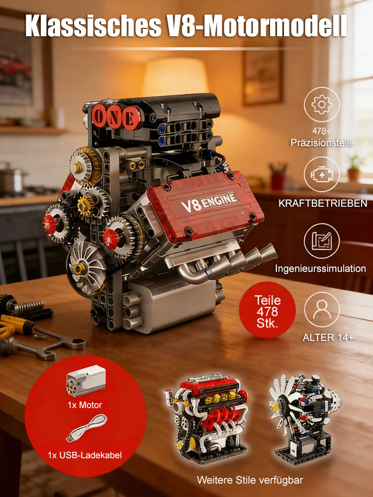  【100% Funktionsgetreu】CNC-gefräst, benzinbetrieben, voll lauffähig: Maschinentechnologie-V8-Motorantriebsgruppe