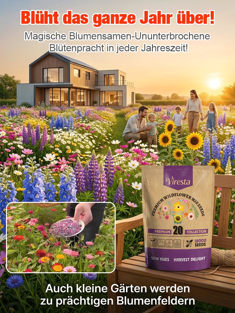 🌸 4-Jahreszeiten-Blumensamen – Bunte Mischung, nie verblüht! 🌱 Keimt in 7 Tagen • 🌺 Blüht in 30 Tagen • ❄️🔥 Gedeiht das ganze Jahr!