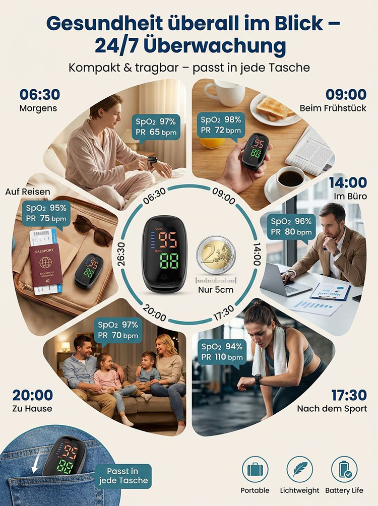 [99 % Genauigkeit] Fingerclip-Pulsoximeter